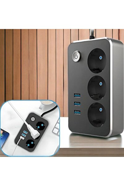 Blic FTR-02 3'lü Termal Akım Korumalı Priz 2 M Siyah