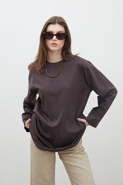 Manuka OVERSIZE-LANGARM-T-SHIRT AUS BAUMWOLLE, HELLKAFFEE