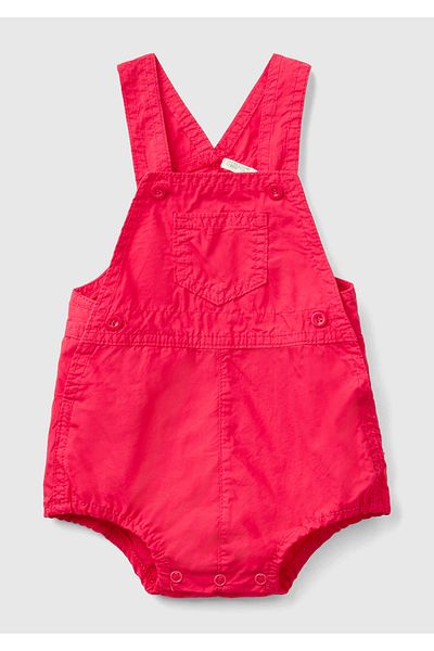 United Colors of Benetton Baby Fuchsia Patch Pocket Decorative Button Bottom Snap Shorts Jumpsuit