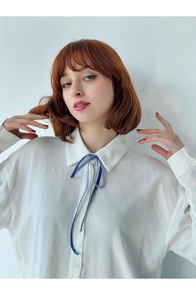 Retrobird Shirt Neck Accessory Elastic Ribbon Women's Indigo