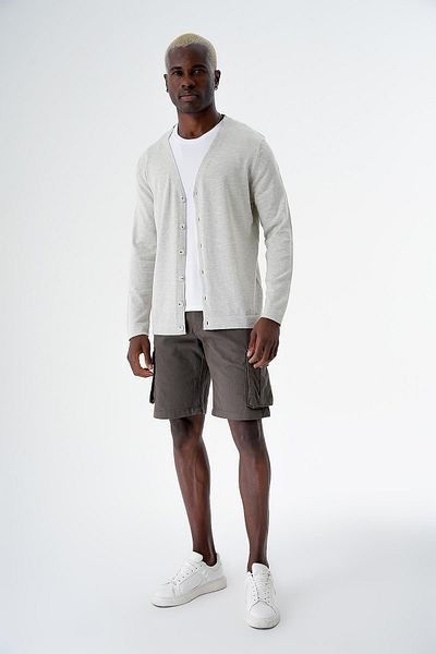 CHUBA Ανδρικό πλεκτό με βαμβακερά κουμπιά Standard Fit Casual Ζακέτα Γκρι 24s277