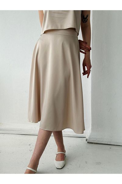 Retrobird Luna Satin Midi Skirt Women's Sand