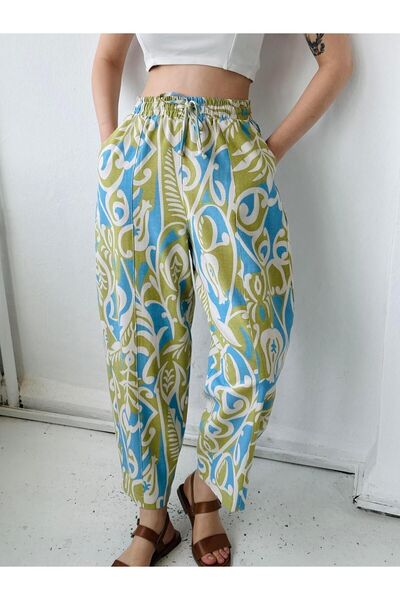 Retrobird Yoga Meditation Light Baggy Linen Trousers Women Multicolor