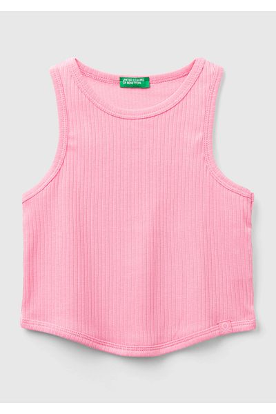 United Colors of Benetton Tricou pentru fetiță cu nervuri roz