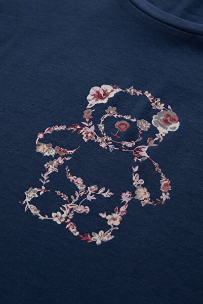 koza iç giyim Kadın Çiçek Desenli Uzun Kollu Pijama Takımı