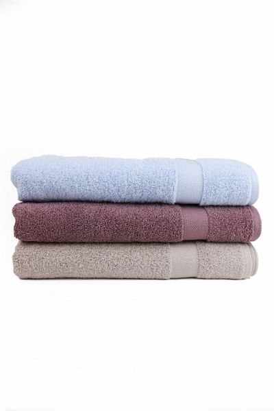 Taka Fabrics Wave 100% βαμβακερή πετσέτα χεριών, προσώπου, επισκέπτη 3 τεμαχίων Μέγεθος 70x140 cm Σετ Stone-Plum-Blue