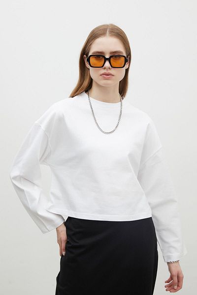 Manuka LANGÄRMELIGES CROP-T-SHIRT AUS BAUMWOLLE WEISS