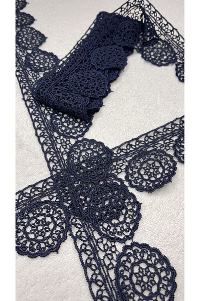 Ozpas Dark Guipure-Navy Blue Edge Strip - 6 Cm x 5 Mt