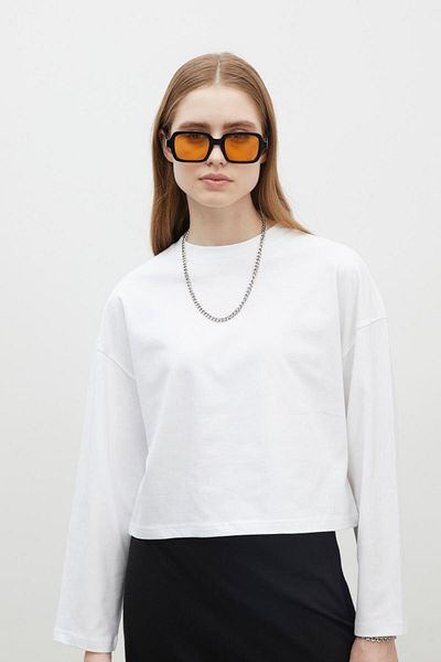Manuka LANGÄRMELIGES CROP-T-SHIRT AUS BAUMWOLLE WEISS
