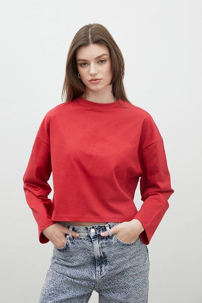 Manuka LANGÄRMELIGES CROP-T-SHIRT AUS BAUMWOLLE ROT