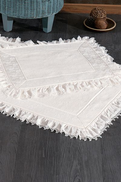 Nazik Home Σετ σφουγγαρίστρας Alina 2 τεμαχίων με δαντέλα και κέντημα - 60x100 cm