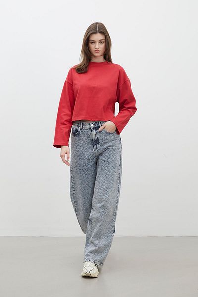 Manuka LANGÄRMELIGES CROP-T-SHIRT AUS BAUMWOLLE ROT