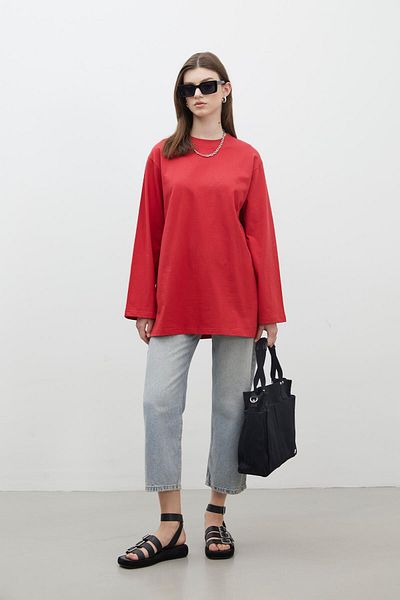 Manuka OVERSIZE-LANGARM-T-SHIRT AUS BAUMWOLLE ROT