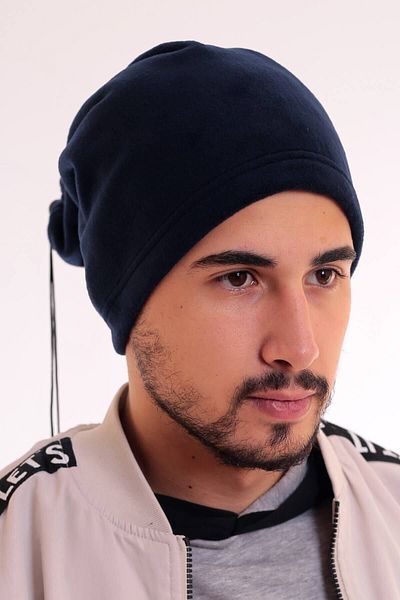 lovebox Men's Navy Blue Fleece Beret Polar Neck Collar That Can Be Used in Two Different Ways