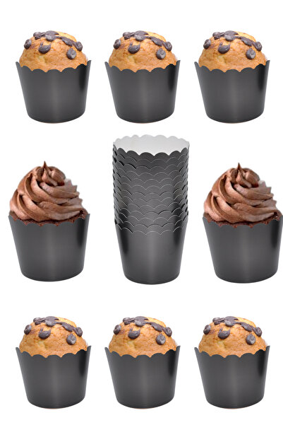 Larenya Cupcake Kalıbı & Kek Kapsülü & Muffin Kek Kalıbı & 25'li  Siyah Kek Kalıbı