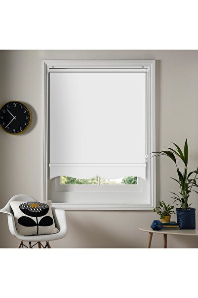 YAZAR HOME Beyaz Mat Keten Etekli Güneşlik - Stor Perde
