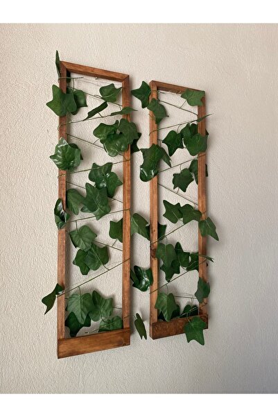 MSAĞWOODS 2'li Ahşap Peri Ledli Sarmaşıklı Duvar Çıtası Kış Bahçesi Balkon Du...
