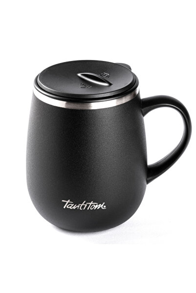 Tantitoni 024-01-SİYAH ÇİFT KATMANLI KAPAKLI TERMOS BARDAK 470ML