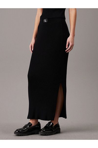 Calvin Klein Black Striped Long Women's Skirt - Daily Use, J20J 223606 -BEH