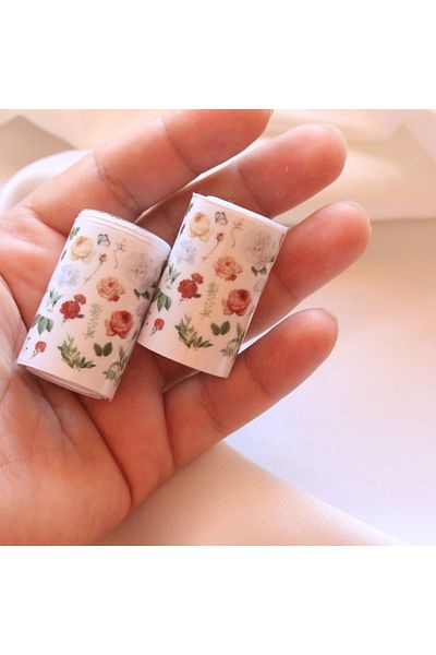 baddin aksesuar 2Pcs Journal Sticker Tape Vintage Flower Tape Tape White Bullet Journal
