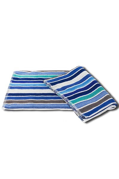 Taka Fabrics Πετσέτα θαλάσσης με ριγέ μοτίβο 100% βαμβάκι με νήματα υψηλής απορρόφησης βαμμένο 75x150 cm (01)