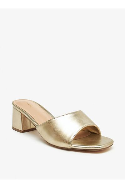 Flora Bella by Shoexpress Flora Bella Textured Slip-On Sandals with Block Heels