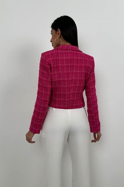 lovebox Fuchsia Women's Tweed Crop Blazer - 23S07002