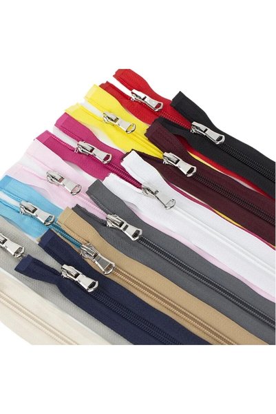 e tuhafiye 50 bucăți fermoar colorat (în intervalul de 14-50 cm) tip os (dinți groși), tip 5 (dinți fini)