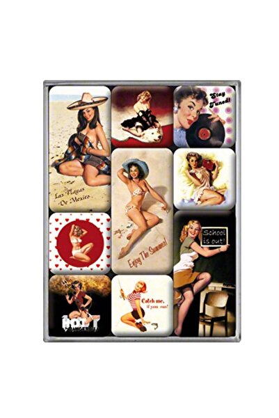 Nostalgic Art Pin-up Beach Magnet Set 9 Parça