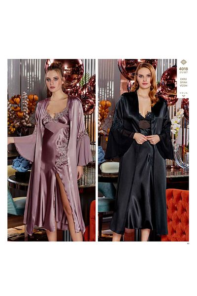 Jeremi 4018 Model Satin Long Σετ 2 τεμαχίων