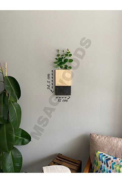 MSAĞWOODS 2'Lİ AHŞAP ÇİÇEKLİK MUTFAK BANYO YAPAY ÇİÇEK BALKON KIŞ BAHÇESİ EV HEDİYESİ ÇEYİZ BOHEM RUSTİK