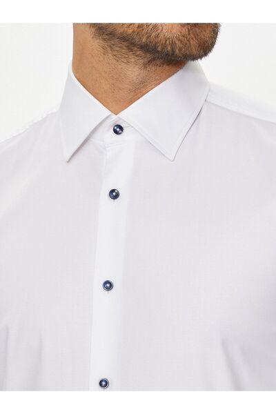 BOSS White Men's Shirt - Cotton, Long Sleeve, Daily Use, Woven 50519867 -100