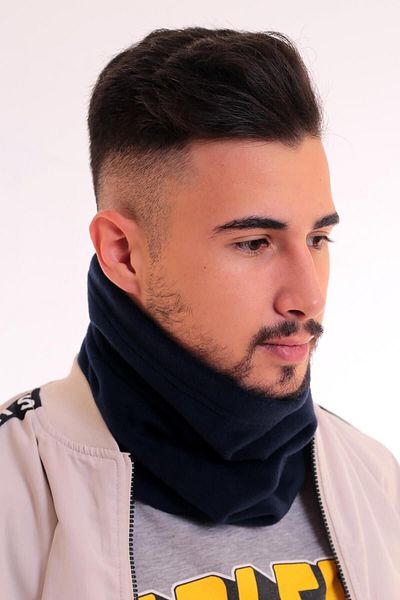 lovebox Men's Navy Blue Fleece Beret Polar Neck Collar That Can Be Used in Two Different Ways