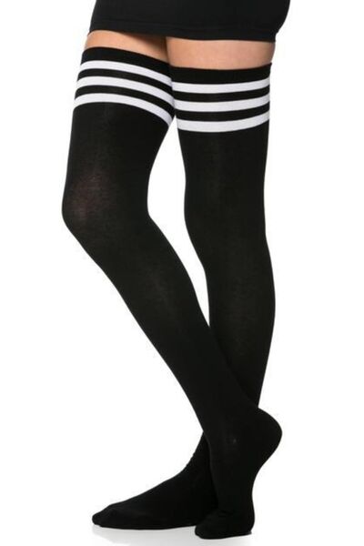 bayansepeti Women's Black 3 Stripe Knee Socks