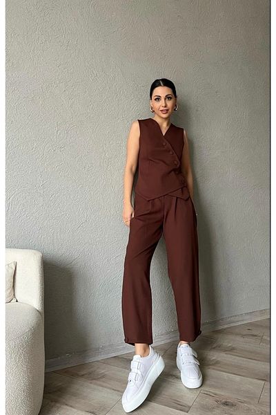 ForOre Vest and Trousers Set - Cross Button Detail
