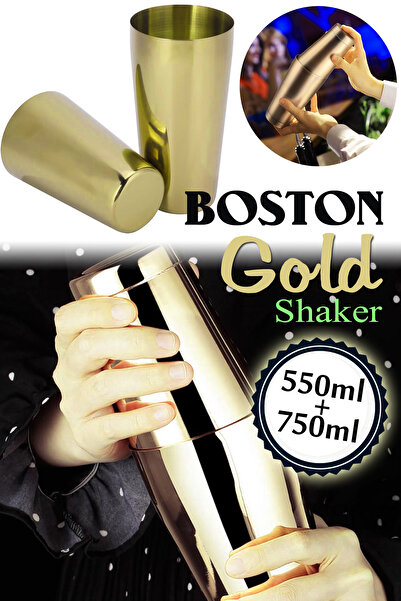 Binbirreyon Boston Shaker Kokteyl Karıştırıcı 550ml-750ml Çift Hazneli Gold S...