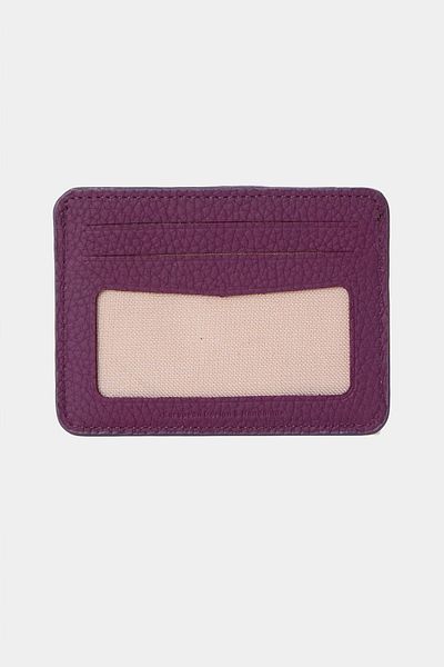 Grande 3607 Genuine Real Leather Women Men Card Holder Wallet Purple