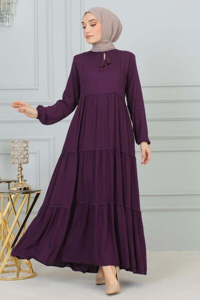 TESETTÜR MÜJDE MERVE Püskül Detaylı Elbise