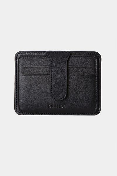 Grande 3607 Genuine Real Leather Women Men Card Holder Wallet Black