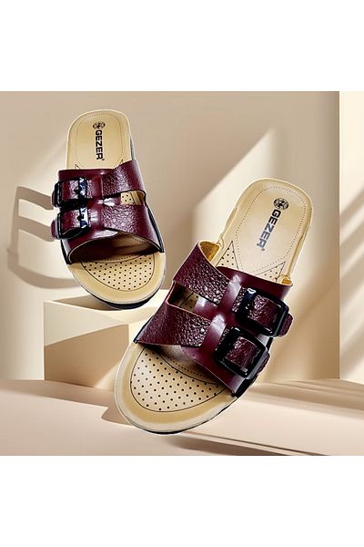 GEZER Shiny Home and Outdoor Buckle Casual Slippers - Double Adjustable