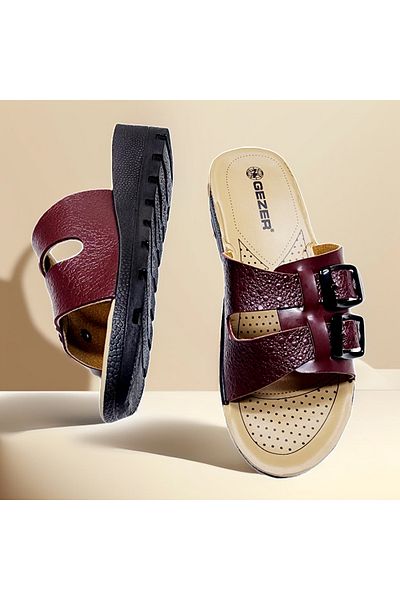 GEZER Shiny Home and Outdoor Buckle Casual Slippers - Double Adjustable