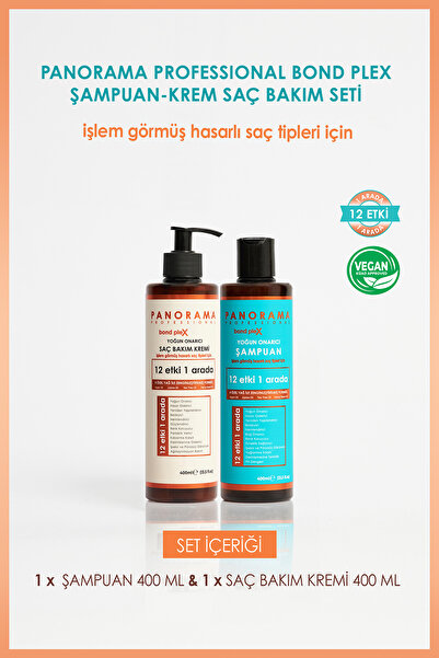 PANORAMA PROFESSIONAL Professional Bond Plex Bakım Seti 12 Etki 1 Arada/400 ml Şampuan Saç Bakım Kremi Vegan