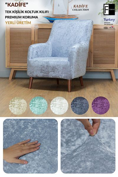 Faiend Velvet Sofa Cover - Elastic Cover, Single Patterned| Sofa Seat cover