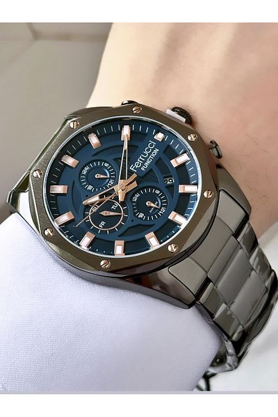 Ferrucci Men's Multifunctional Metal Band Wristwatch