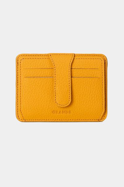 Grande 3607 Genuine Real Leather Women Men Card Holder Wallet Yellow