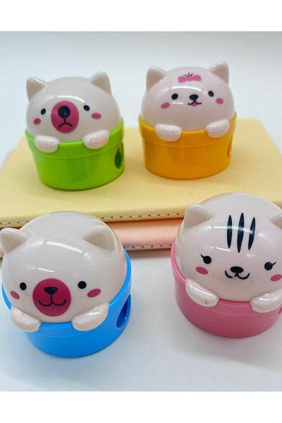 Kağıt Gemi Dükkan Green Cute Cat Pencil Sharpener