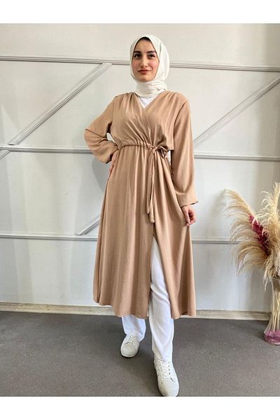 deywearst Небрежна пелерина с кафява връзка отстрани