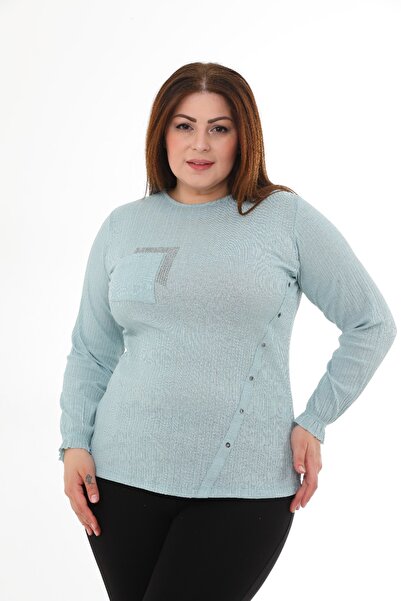 Aylin Віскозна тканина - Guncüoglu Slim Fit Круглий комір і кишені на рукавах...