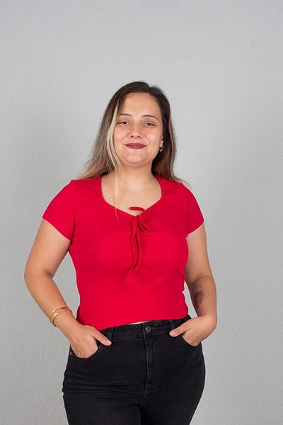 Truva XXL Ribbed Body Blouse - Women's Clothing, Front Drawstring