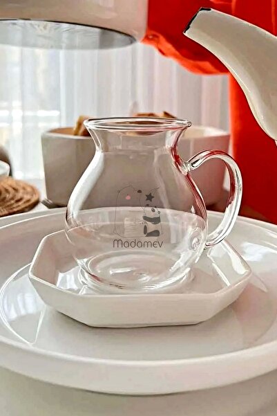 Madamev 6-Piece Arbitrary Ala Borosilicate Glass Cup Set - Heat Resistant Teacup with Handle